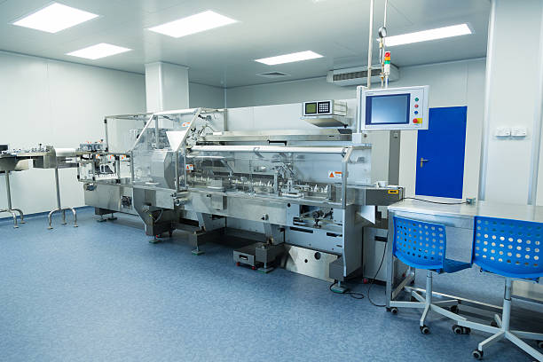 istock Photo production, clean room with stainless steel hardware 610877658