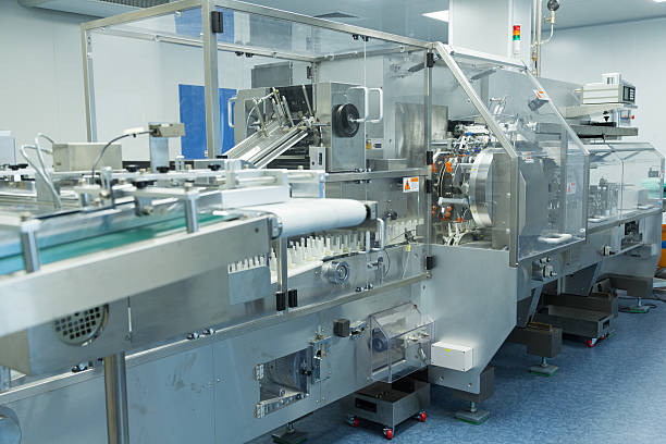 istock Photo production, clean room with stainless steel hardware 610877764