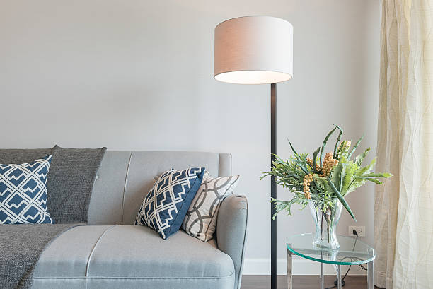 istock modern white lamp with set of sofa in living room 610877826