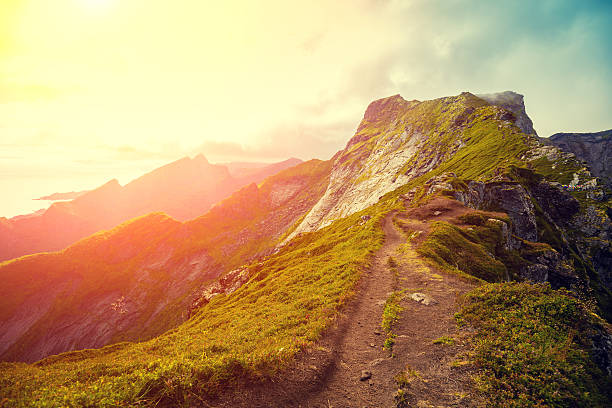 istock Top of the mountain at sunset light. 610879200