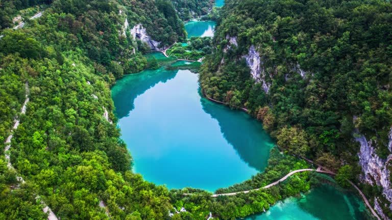 AERIAL: Plitvice Lakes National Park