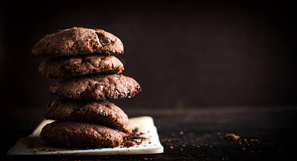Chocolate cream cookies stock photo