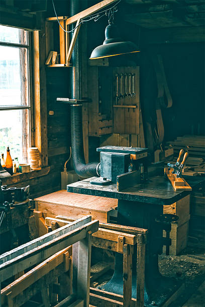 istock Vintage workshop full of old carpentery tools 610946188