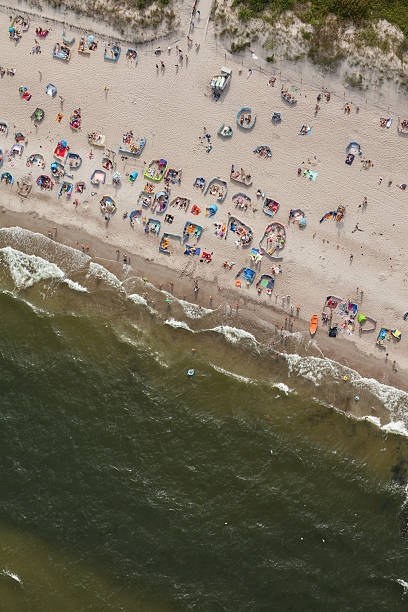istock aerial view of sandy  beach on Baltic sea 610947190