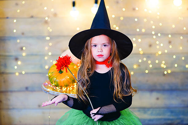 istock Happy witch children during Halloween party 610947332
