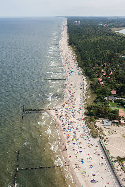 istock aerial view of sandy  beach on Baltic sea 610948368