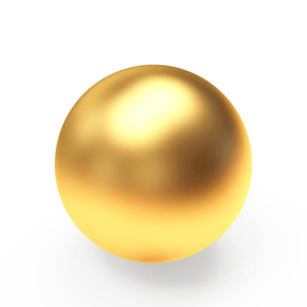 istock Golden sphere or ball on a white 610948804