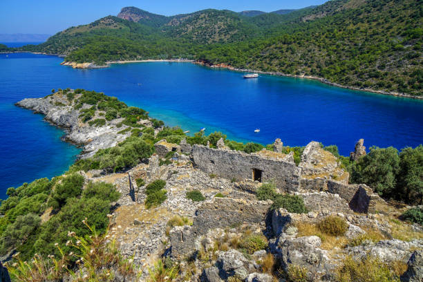 istock St. Nicholas island from Gemiler bay. Oludeniz. 610950052