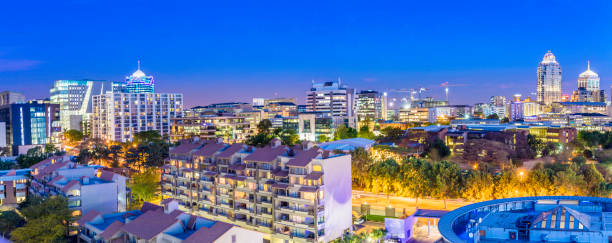 istock Sandton city evening panorama with residential flats 610950738