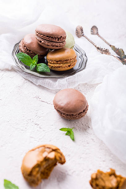 istock Cake macaron or macaroon, colorful almond cookies 610954730