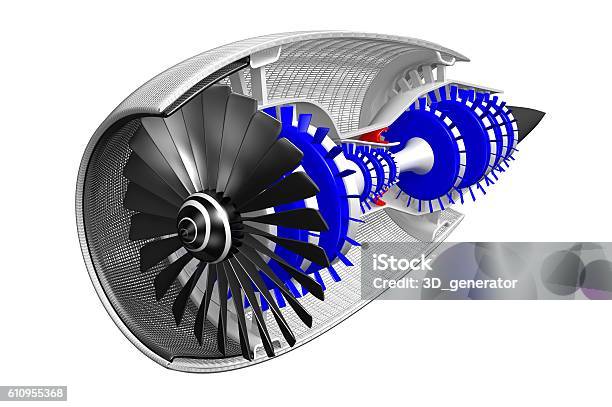 3dstrahlmotor Front Seitenansicht Stockfoto und mehr Bilder von Flugzeugtriebwerk - Flugzeugtriebwerk, Weißer Hintergrund, Luftfahrzeug