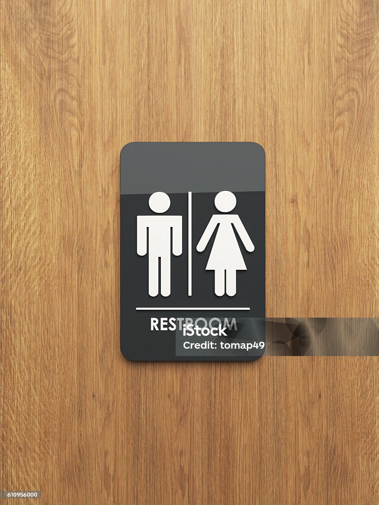 public restroom sign on the wood public restroom sign on the wood 3D design and rendering for your project Bathroom Stock Photo