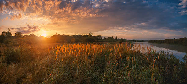 istock Meadow and river illuminated by the sun 610956284