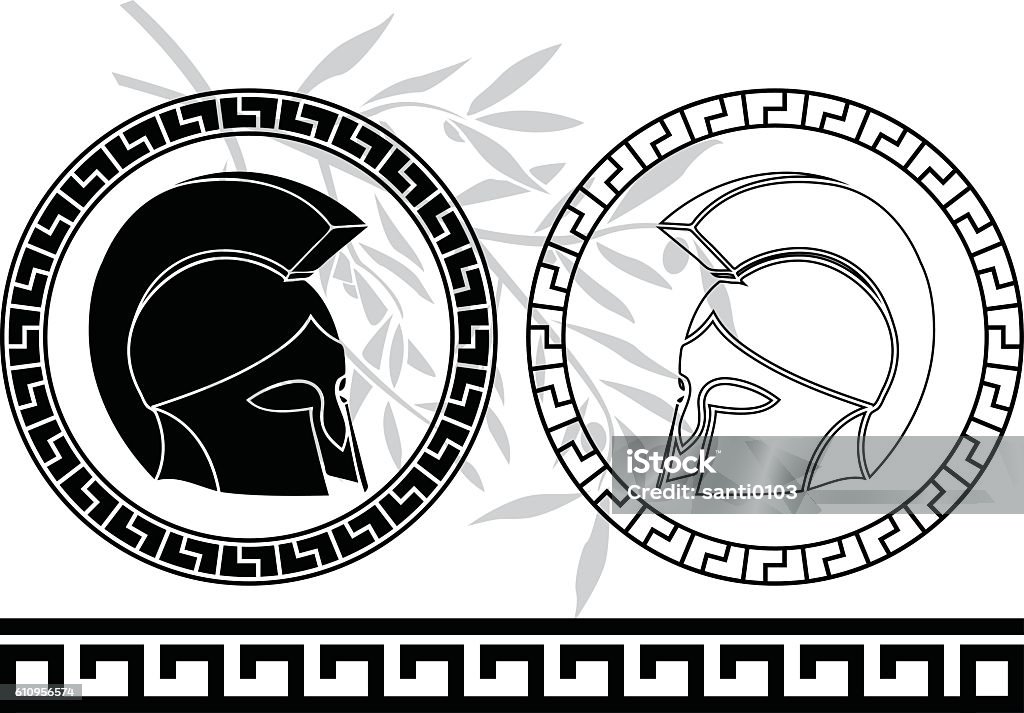 fantasy ancient helmets fantasy ancient helmets. stencil. fourth variant Ancient stock vector