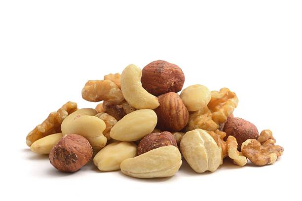Mixed nuts shelled stock photo