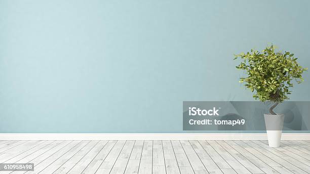 Empty Room With Plant Stock Photo - Download Image Now - Wall - Building Feature, Domestic Room, Backgrounds