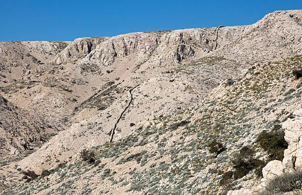 istock Dry rocky landscape with hills 610958716
