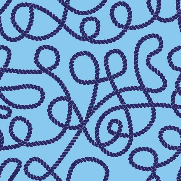 illustrations, cliparts, dessins animés et icônes de motif de corde incurvée bleue - tangled rope tied knot backgrounds