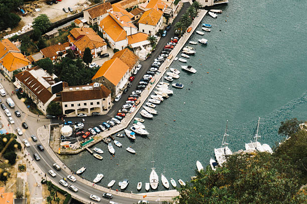 Cityscape of Kotor from aerial view, Montenegro 