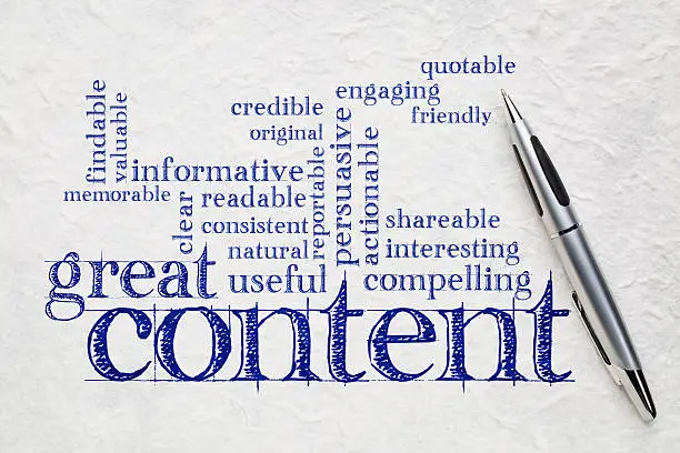 Photo of wrting great content concept