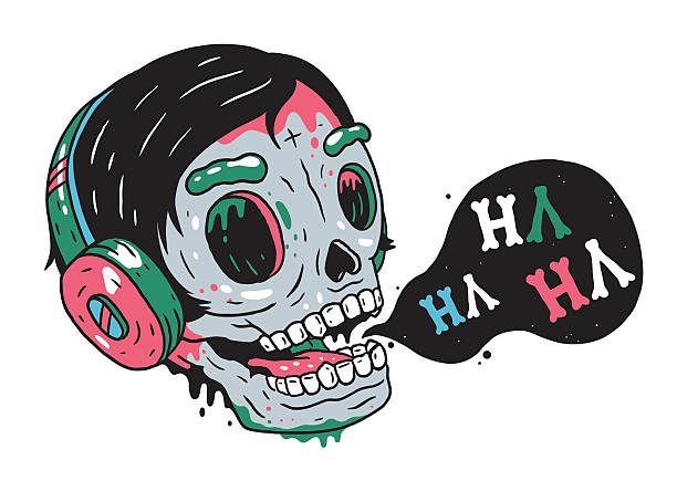 śmiać się czaszka - smiley face audio stock illustrations
