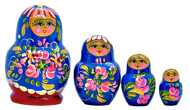 istock Blue Matryoshka, Russian dolls on white Background 610961198