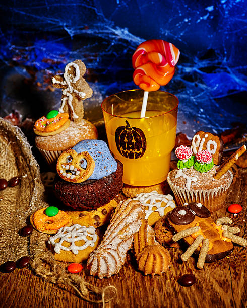 istock Halloween table with trick or treat 610962790