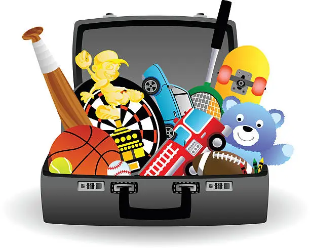 Vector illustration of Toys in a case