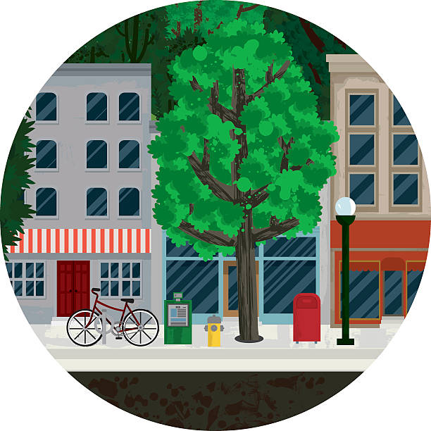 illustrations, cliparts, dessins animés et icônes de illustration de la rue principale - small town america