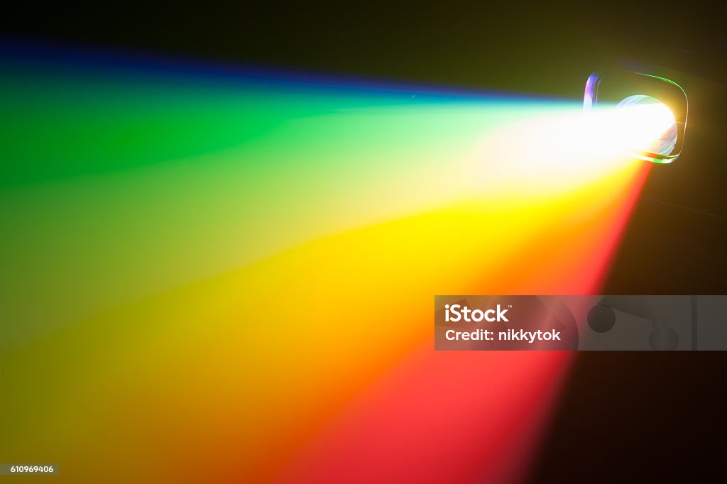 rgb spectrum light of projector rgb spectrum light of projector, copy-space for your text Lighting Equipment Stock Photo