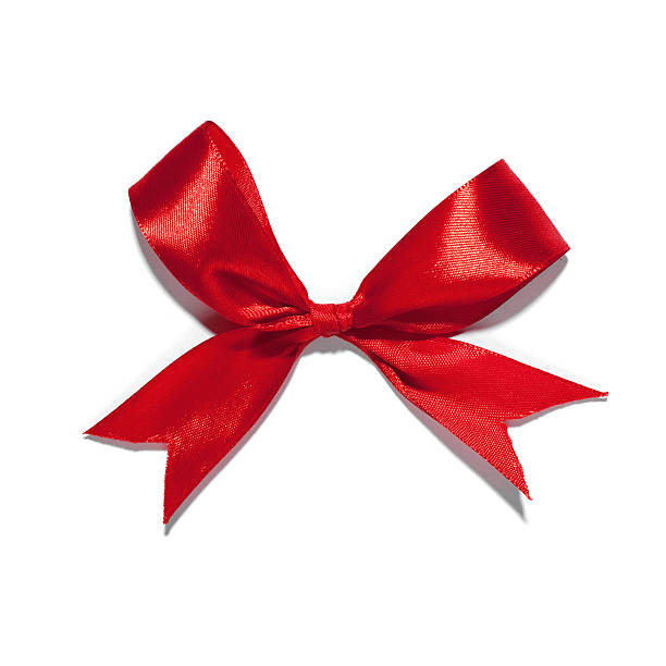 istock Red ribbon bow on white background 610970726