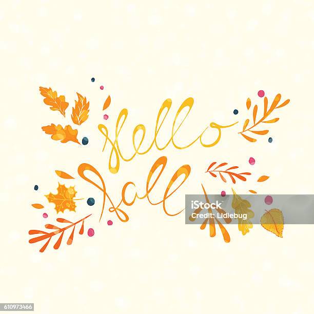 Hello Fall Hand Lettering Hello Fall Hand Lettering Stock Illustration - Download Image Now ...