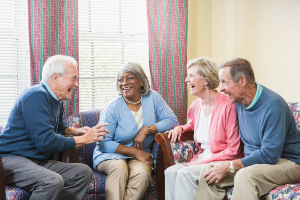 istock Multiracial group of seniors sitting and talking 610973658