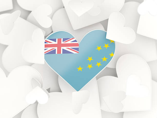 istock Flag of tuvalu, heart shaped stickers 610974264