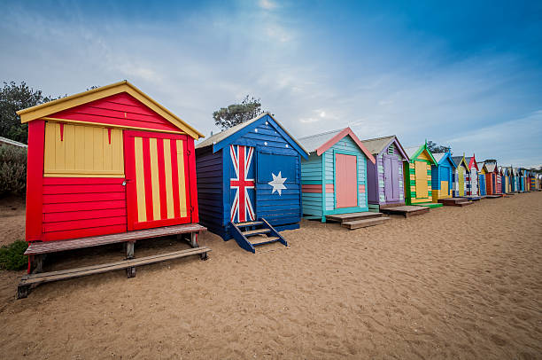 브라이튼 해변 목욕 상자, 멜버른. 브라이튼 비치 위치 - australia brighton bathtub box 뉴스 사진 이미지