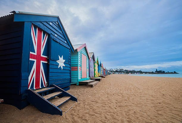 브라이튼 해변 목욕 상자, 멜버른. 브라이튼 비치 위치 - australia brighton bathtub box 뉴스 사진 이미지
