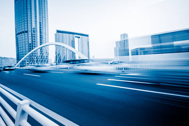 City road with moving car,tianjin china.