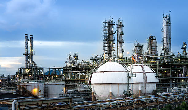 istock Petrochemical plant  and sphere tank 610976632