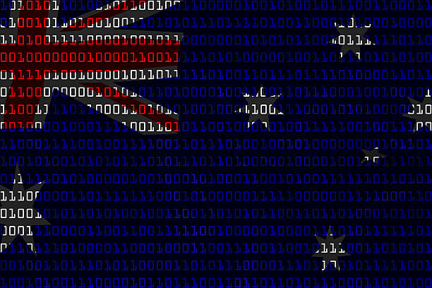 australian technology concept - bandera de australia en código binario - australia national flag fotografías e imágenes de stock
