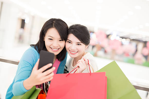 istock Happy woman shopping 610977694