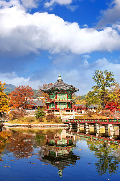 istock Gyeongbukgung and Maple tree in autumn. 610981022