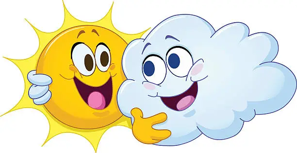 Vector illustration of Hugging sun and cloud