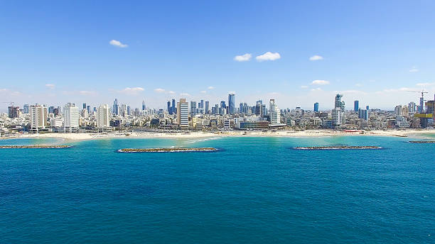 Tel Aviv skyline - Aerial photo stock photo