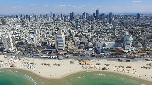 istock Tel Aviv skyline - Aerial photo 610983222