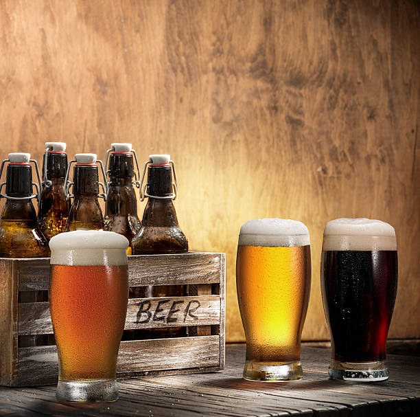 istock Crafting beer in bottles and glasses. 610985228