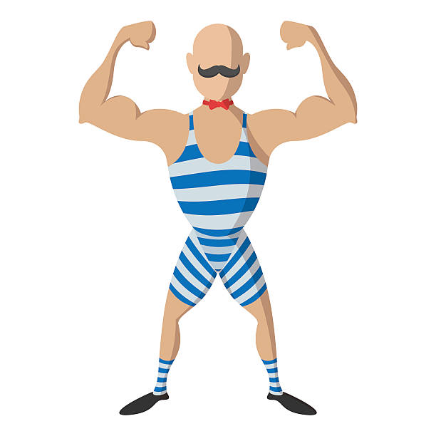 сильный человек мультфильм - circus strongman men muscular build stock illustrations