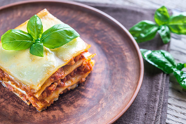 istock Portion of classic lasagne 610986960