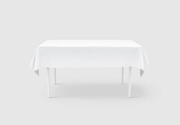 istock Bank white table cloth mock up, clipping path, 610987946