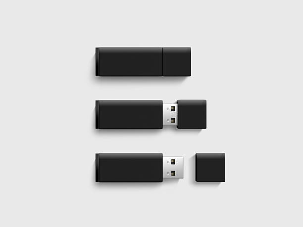 пустой черный usb диск дизайн макет набора, 3d рендеринга - usb cable drive usb flash drive flash стоковые фото и изображения