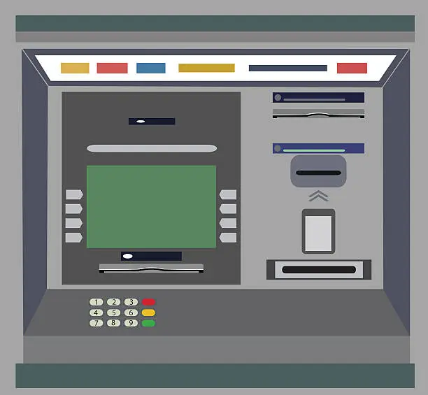 Vector illustration of ATM payment vector illustration. ATM terminal usage.